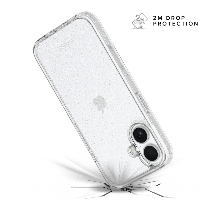 Coque hybride &eacute;tincelante invisible GEN 2.0 83% de plastique recycl&eacute; pour Apple iPhone 16 Plus, Transparente