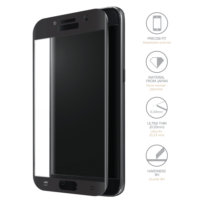 Protection d'&eacute;cran en verre tremp&eacute; (100% de surface couverte) pour Samsung Galaxy A5 (2017), Noir