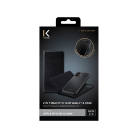 &Eacute;tui et Coque slim magn&eacute;tique 2-en-1 GEN 2.0 pour Apple iPhone 12 mini, Noir