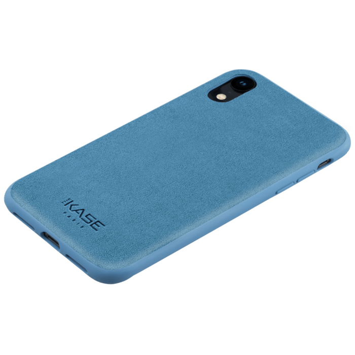 Coque en Su&egrave;de Alcantara pour Apple iPhone XR, Bleu Cr&eacute;puscule