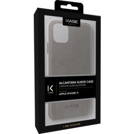 Coque en Su&egrave;de Alcantara pour Apple iPhone 11, Gris tourterelle