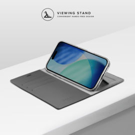 Diarycase 2.0 Coque clapet en cuir v&eacute;ritable avec support aimant&eacute; et fabriqu&eacute; avec un &eacute;tui en plastique recycl&eacute; pour Apple iPhone 17, Noir Minuit