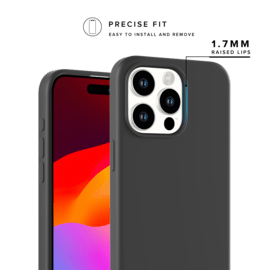 Coque antichoc en gel de silicone doux pour Apple iPhone 15 Pro Max, Noir satin