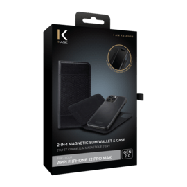 &Eacute;tui et Coque slim magn&eacute;tique 2-en-1 GEN 2.0 pour Apple iPhone 12 Pro Max, Noir