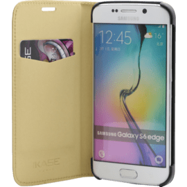 Coque Clapet Slim avec pochette CB pour Samsung Galaxy S6 Edge, Dorée