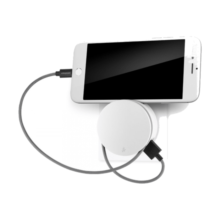 MINI AERO Blanc - Compact Hub 2 en 1 / Chargeur USB, Enrouleur, Station de charge
