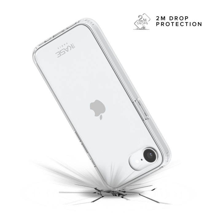 Coque hybride invisible fabriqu&eacute;e &agrave; 83 % de plastique recycl&eacute; pour Apple iPhone 16e, transparente