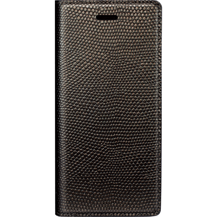Diarycase Coque clapet en cuir véritable avec support aimanté pour Apple iPhone 7/8/SE 2020/SE 2022, Brun doré Lézard