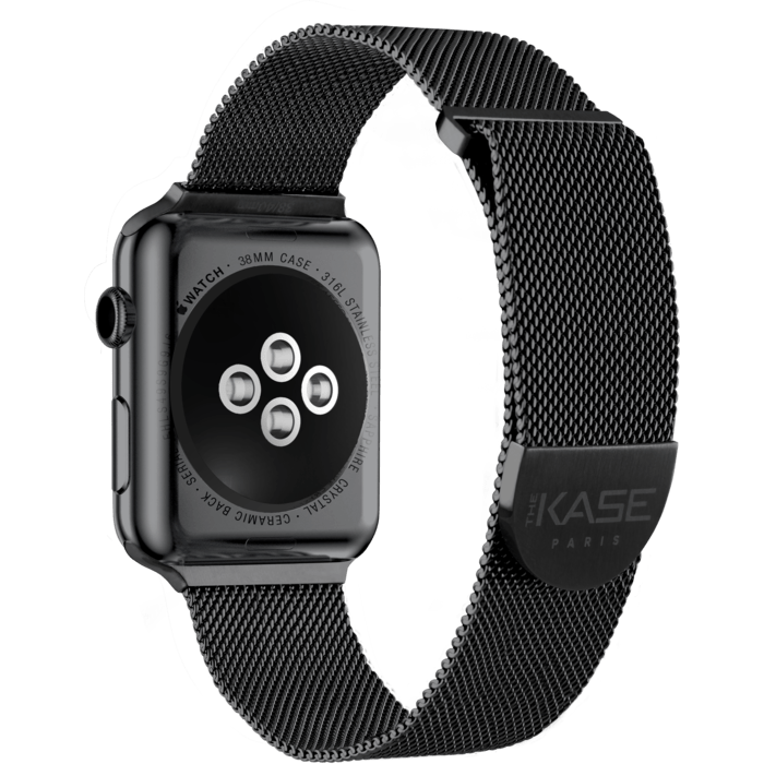 Bracelet mesh en acier inoxydable pour Apple Watch&reg; Series 1/2/3/4 38/40mm, Noir
