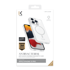 Coque antibact&eacute;rienne antichoc magn&eacute;tique invisible pour Apple iPhone 13 Pro, Transparente