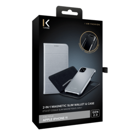2-in-1 GEN 2.0 Magnetic Slim Wallet & Case for Apple iPhone 11, Silver