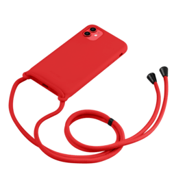 Coque en gel de silicone doux en bandouli&egrave;re pour Apple iPhone 11, Rouge Ardent