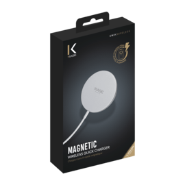 Chargeur sans fil rapide magn&eacute;tique (15W), Blanc argent
