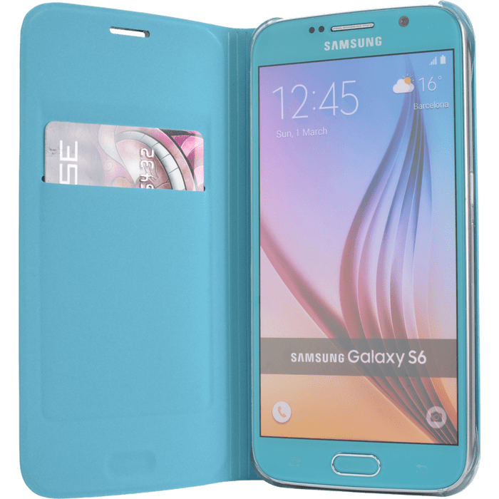 Etui &agrave; clapet pour Samsung Galaxy S6, Bleu Topaze