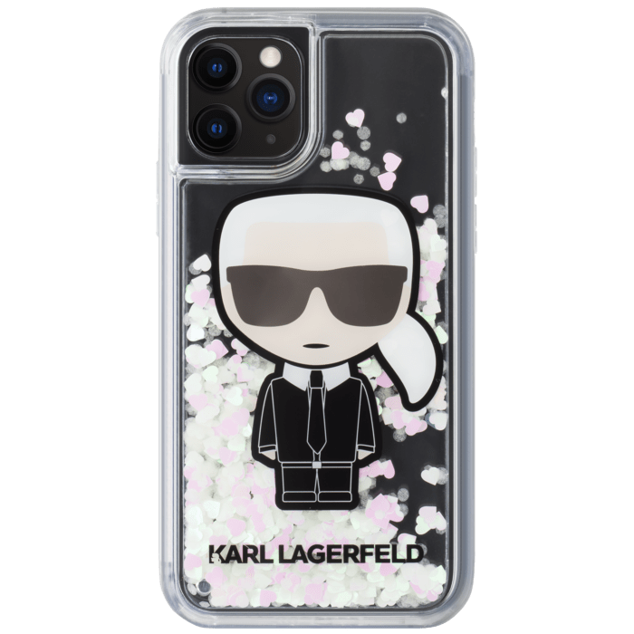 Custodia glitter iridescente Glow In The Dark Karl Lagerfeld per Apple iPhone 11 Pro, nera