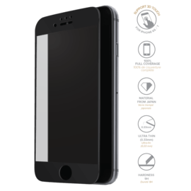 Protection d'écran en verre trempé (100% d surface couverte) pour iPhone 6/6s/7, Noir