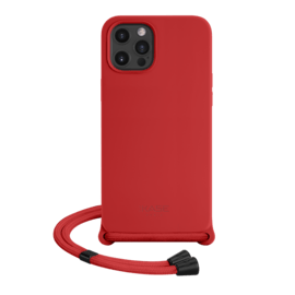 Coque en gel de silicone doux en bandouli&egrave;re pour Apple iPhone 12 Pro Max, Rouge Ardent