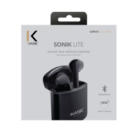 &Eacute;couteurs sans fil Sonik Lite On-Ear avec bo&icirc;tier de chargement, Noir de jais