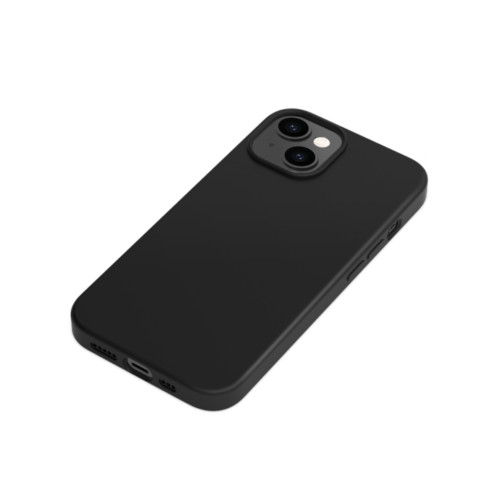 Coque antichoc en gel de silicone doux pour Apple iPhone 14, Noir satin