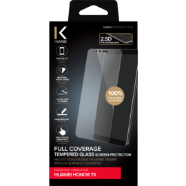 Protection d'écran en verre trempé (100% d surface couverte) pour Huawei Honor 7X, Transparent