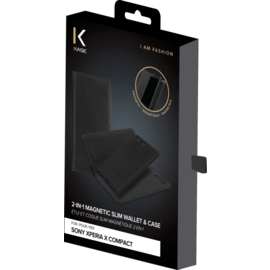 Case 2-in-1 Magnetic Slim Wallet & Case for Sony Xperia X Compact, Black