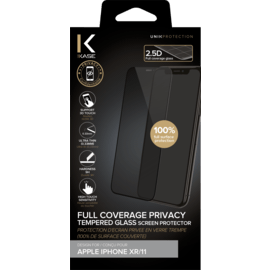 Case Full Coverage Privacy Tempered Glass Screen Protector for Apple iPhone XR/11, Black
