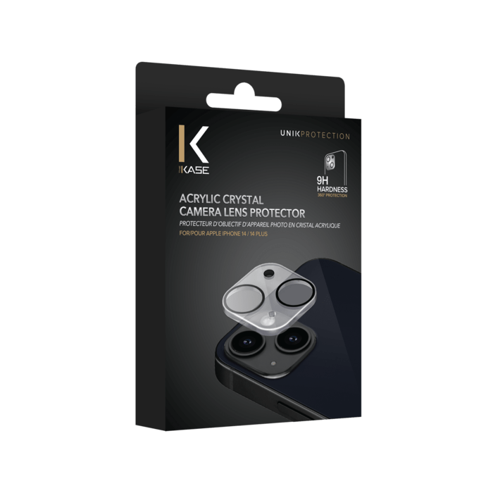 Protecteur d'objectif d'appareil photo en cristal acrylique pour Apple iPhone14/14 Plus , transparent