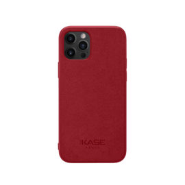 Coque en Su&egrave;de Alcantara pour Apple iPhone 12/12 Pro, Rouge rubis