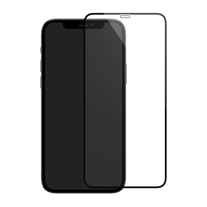 Protection d'&eacute;cran en verre tremp&eacute; (100% de surface couverte) pour Apple iPhone 12 Pro Max, Noir