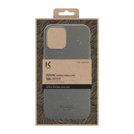 Coque antibact&eacute;rienne vegan bio 100 % z&eacute;ro d&eacute;chet pour Apple iPhone 12/12 Pro, Gris Lave