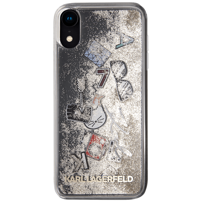 Karl Lagerfeld Iconic Bling Bling Coque paillet&eacute;e pour Apple iPhone XR, Or