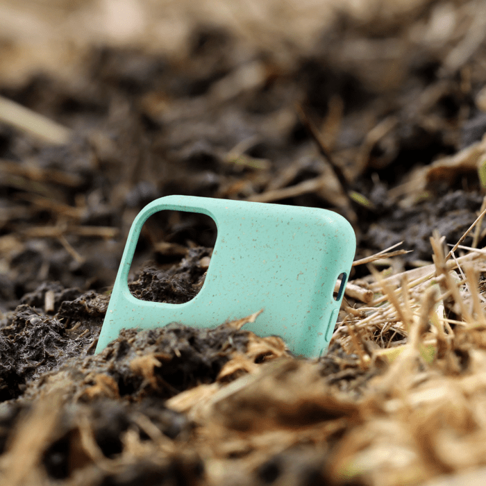 Coque antibactérienne Vegan bio en bandoulière pour Apple iPhone 11, Vert brumeux