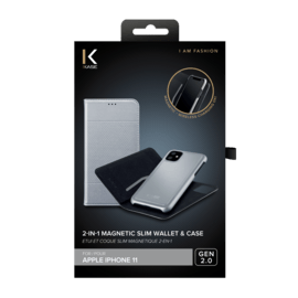 2-in-1 GEN 2.0 Magnetic Slim Wallet & Case for Apple iPhone 11, Silver