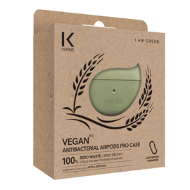 Coque antibact&eacute;rienne vegan bio 100 % z&eacute;ro d&eacute;chet pour Apple AirPods Pro, Vert olive