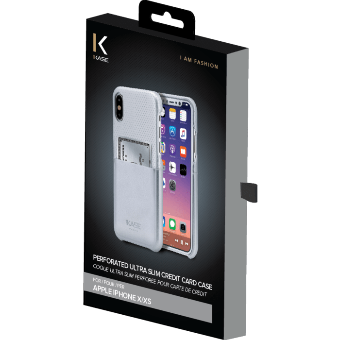 Perforated Ultra Slim Credit Card Case for Apple iPhone X/XS, Silver