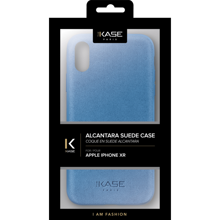 Coque en Su&egrave;de Alcantara pour Apple iPhone XR, Bleu Cr&eacute;puscule