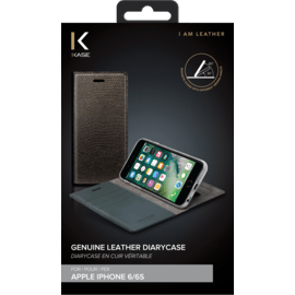 Diarycase Coque clapet en cuir véritable avec support aimanté pour Apple iPhone 6/6s, Brun doré Lézard