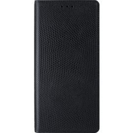 Diarycase Coque clapet en cuir v&eacute;ritable avec support aimant&eacute; pour Samsung Galaxy S7 Edge, Noir L&eacute;zard