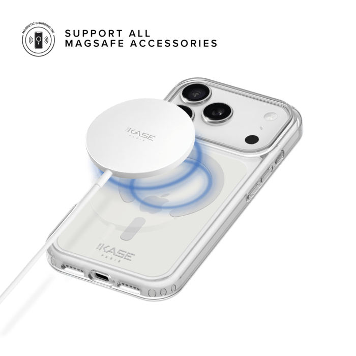 Coque antibact&eacute;rienne antichoc magn&eacute;tique invisible Fabriqu&eacute; Avec du 75% Plastique Recycl&eacute; pour Apple iPhone 17 Pro, Transparente