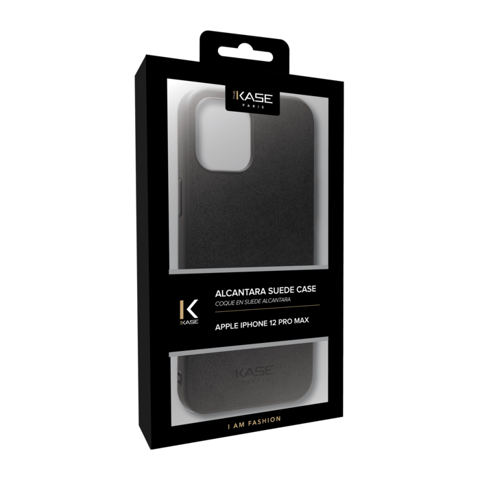 Coque en Su&egrave;de Alcantara pour Apple iPhone 12 Pro Max, Noir Minuit