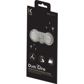 Double Anneaux Accroche & Support Smartphone, Barre M&eacute;tallique Argent&eacute;e