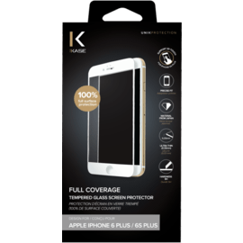 Protection d'écran en verre trempé (100% de surface couverte) pour iPhone 6/6s Plus, Blanc