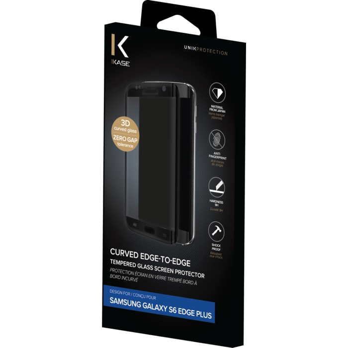 Protection d'&eacute;cran en verre tremp&eacute; Bord &agrave; Bord Incurv&eacute; pour Samsung Galaxy S6 Edge Plus, Noir
