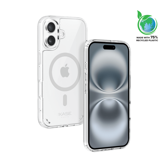 Coque antibact&eacute;rienne antichoc magn&eacute;tique invisible Fabriqu&eacute; Avec du 75% Plastique Recycl&eacute; pour Apple iPhone 16 Plus, Transparente