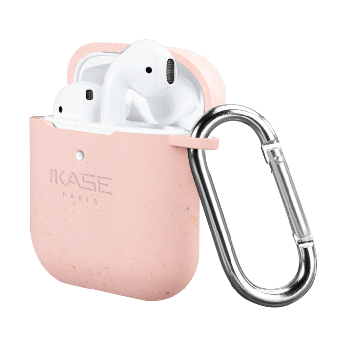 Coque antibact&eacute;rienne vegan bio 100 % z&eacute;ro d&eacute;chet pour Apple AirPods, Rose rhubarbe