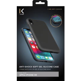 Coque antichoc en gel de silicone doux pour Apple iPhone XR, Noir satin