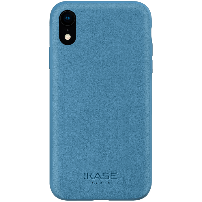 Coque en Su&egrave;de Alcantara pour Apple iPhone XR, Bleu Cr&eacute;puscule