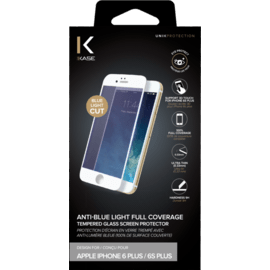 Protection d'écran en verre trempé avec anti-lumière bleue (100% de surface couverte) pour iPhone 6 Plus /6s Plus, Blanc