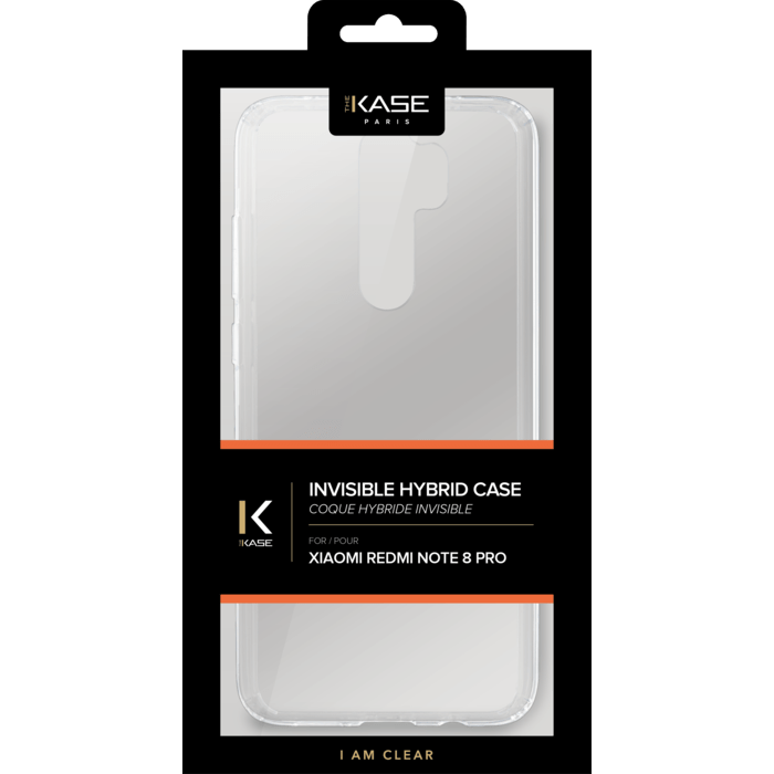 Coque hybride invisible pour Xiaomi Redmi Note 8 Pro, Transparente
