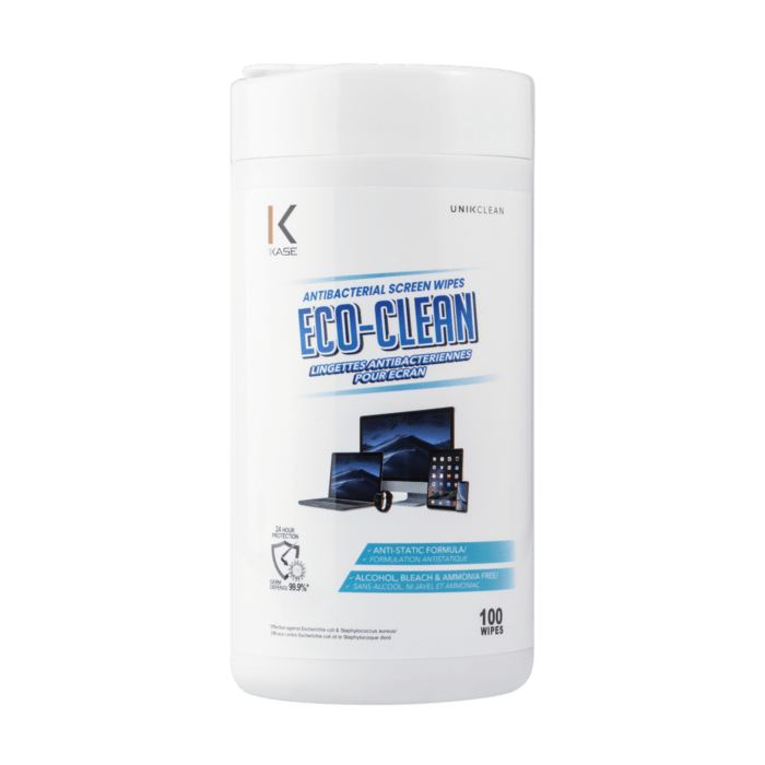 Lingettes Antibact&eacute;riennes Eco-Clean pour &Eacute;cran (100 pi&egrave;ces)
